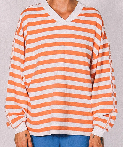 Nautical Long Sleeve Tangerine Stripe - Cracker Day Club