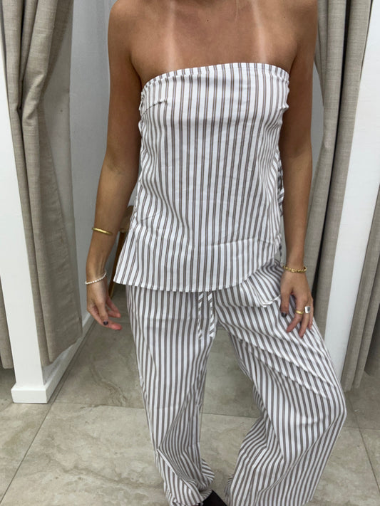 Choc Stripe Set - Strapless Top By Frankie