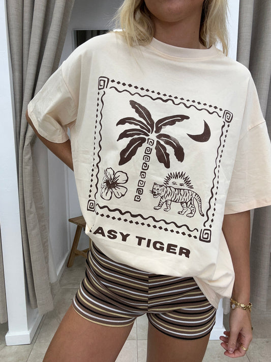 Beige Easy Tiger Set - Brown Shorties By Frankie