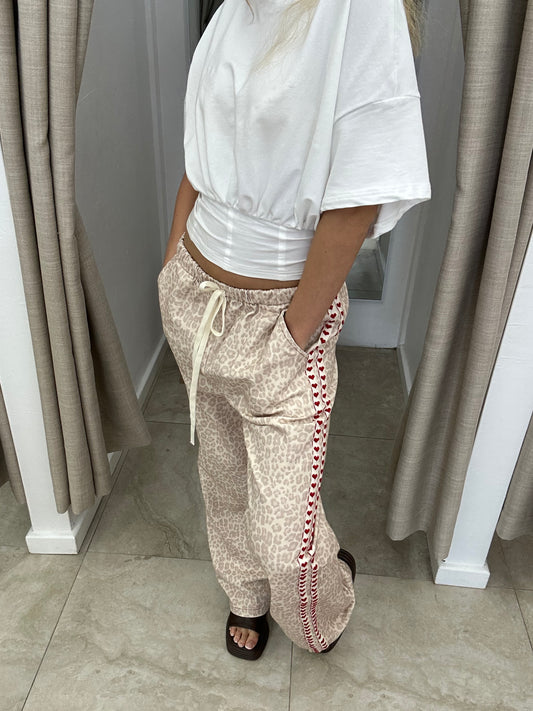 Cream Leopard Heart Stripe Pant - By Frankie