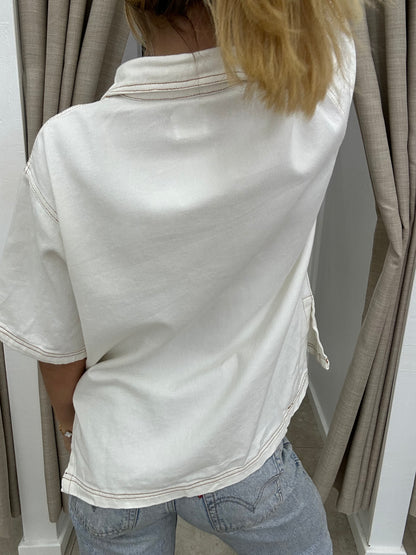 By Frankie White Contrast Denim Set - Shirt