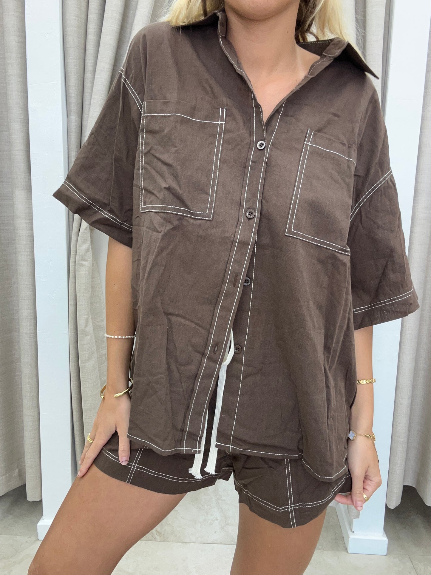 Chocolate Overstitch Set - Shirt Cotton By Frankie