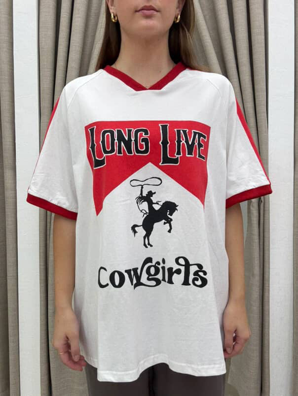 LONG LIVE COWGIRLS RED AND WHITE TEE By Frankie