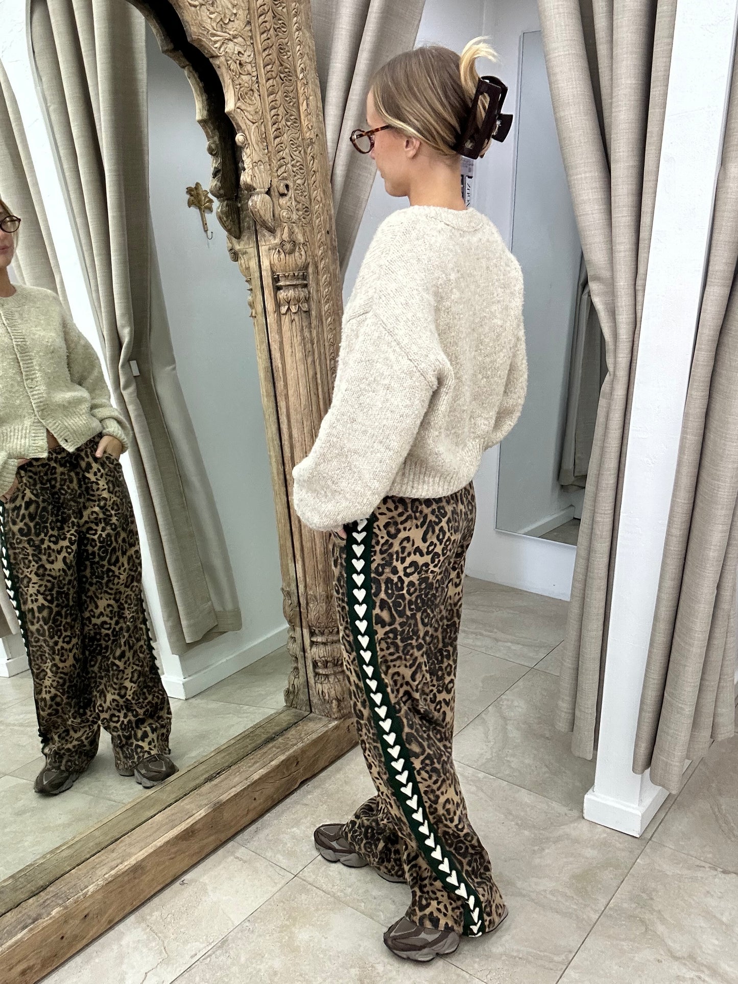 Dark Leopard/Green Heart Racer Pant - By Frankie