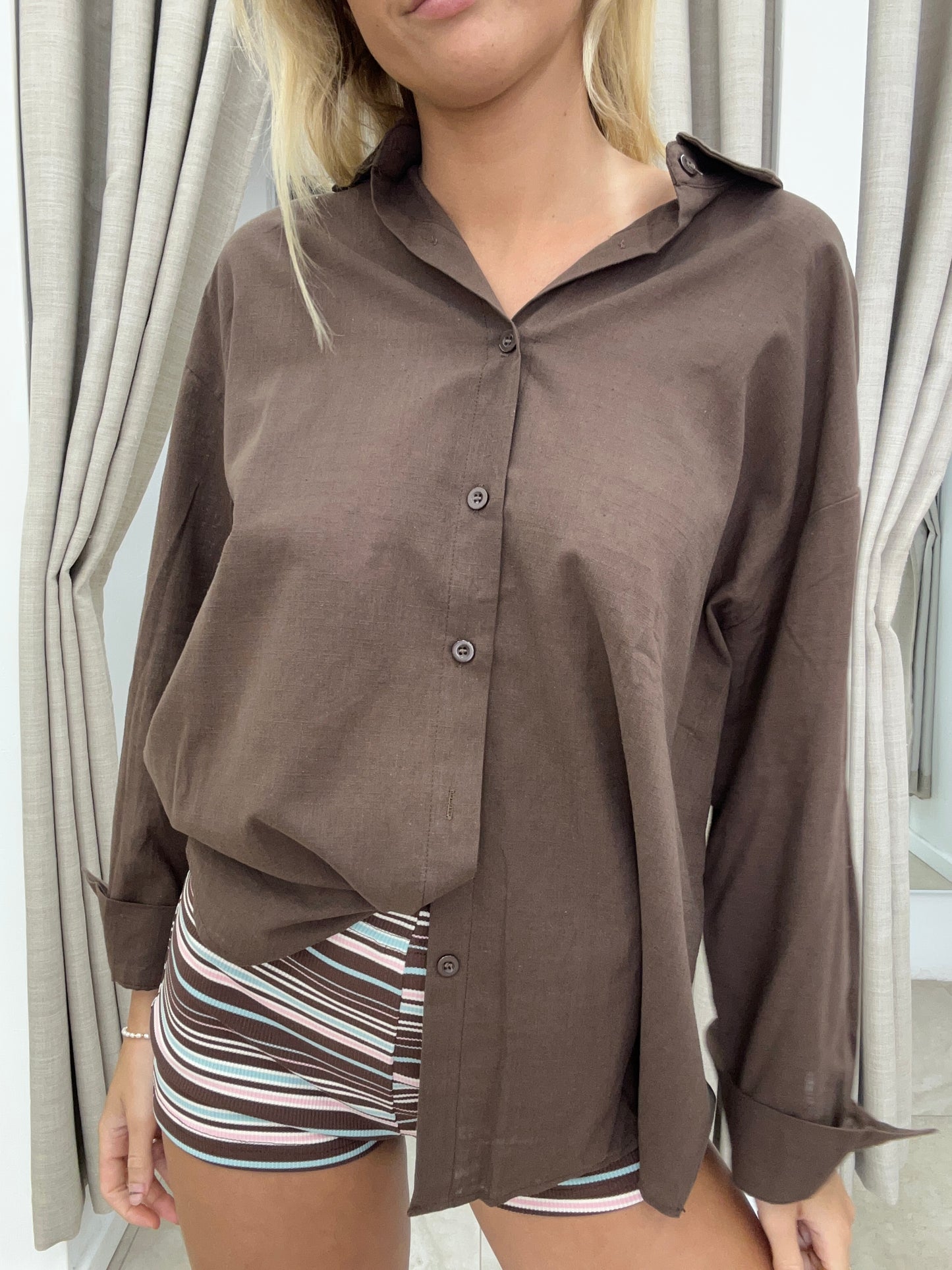 Choc/Pink Stripe Shorties - Matching Set By Frankie