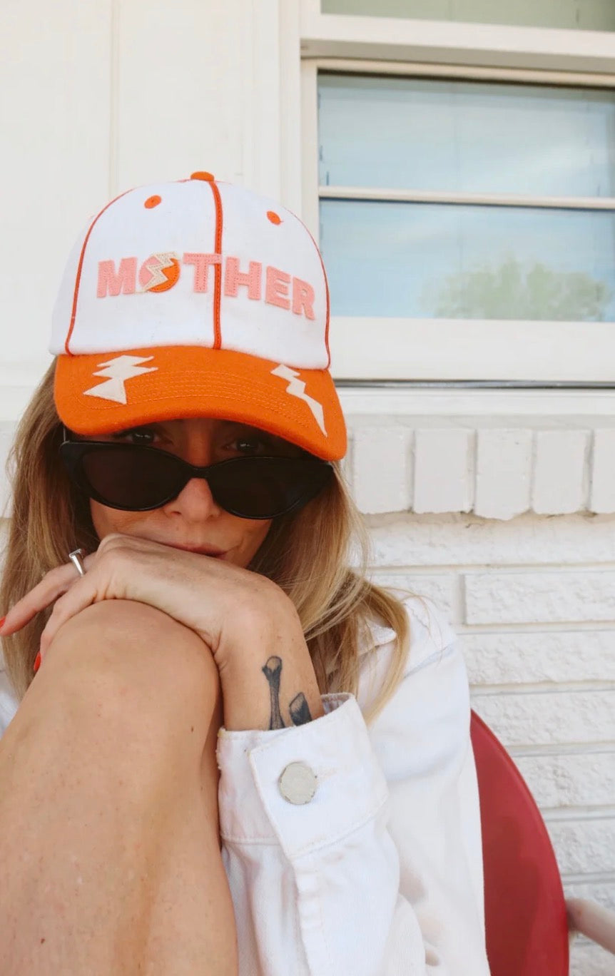 Lightning Bolt Cap -  Orange Happy Little Mother