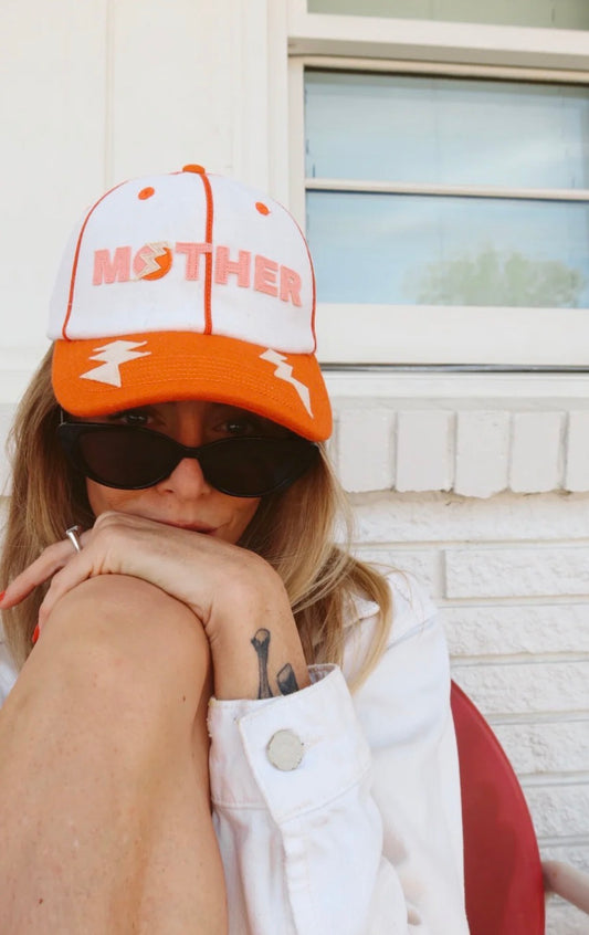 Lightning Bolt Cap -  Orange Happy Little Mother