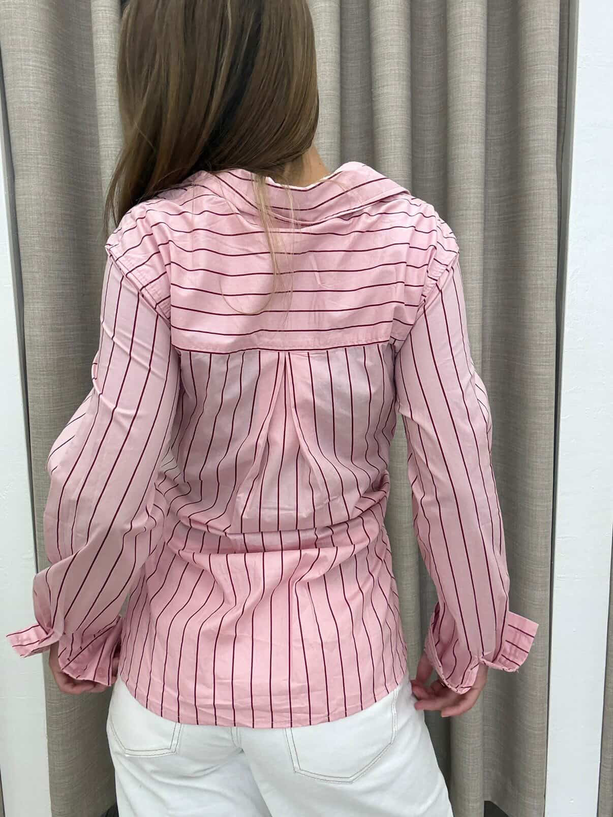 White closet pink stripe shirt