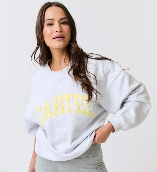 Nina Sweater Grey Marle Varsity - Cartel & Willow