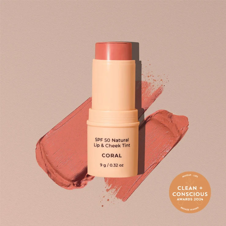 SPF 50 Natural Lip & Cheek Tint Coral - Avocado Zinc