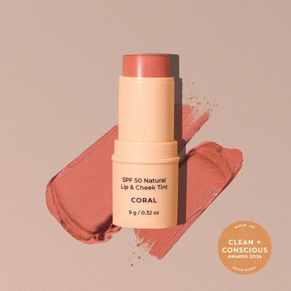 SPF 50 Natural Lip & Cheek Tint Coral - Avocado Zinc