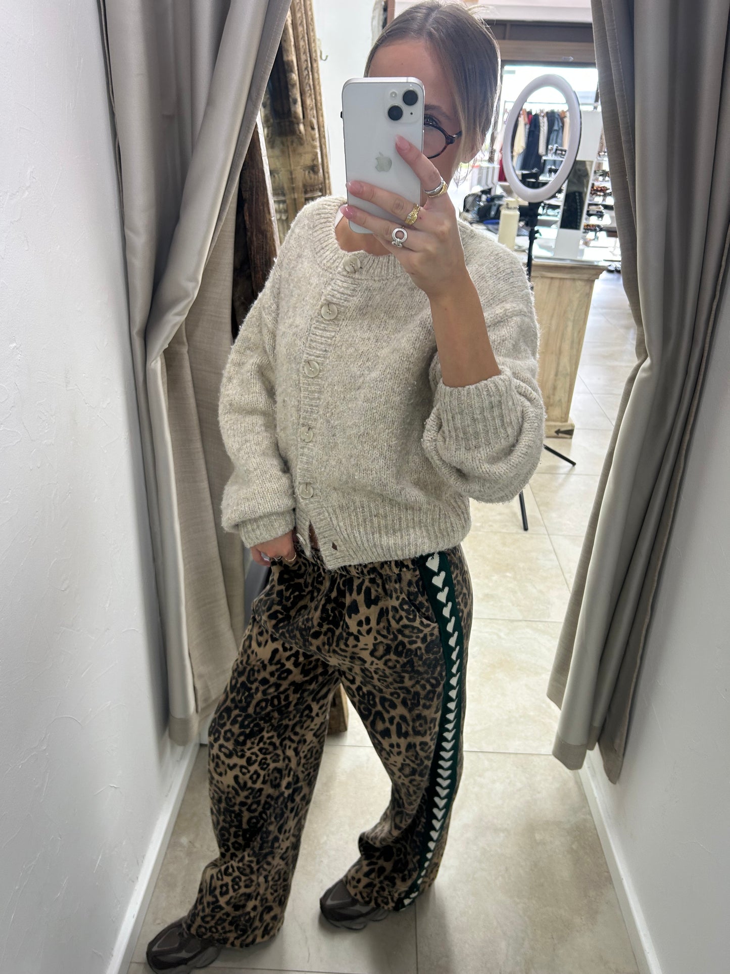 Dark Leopard/Green Heart Racer Pant - By Frankie