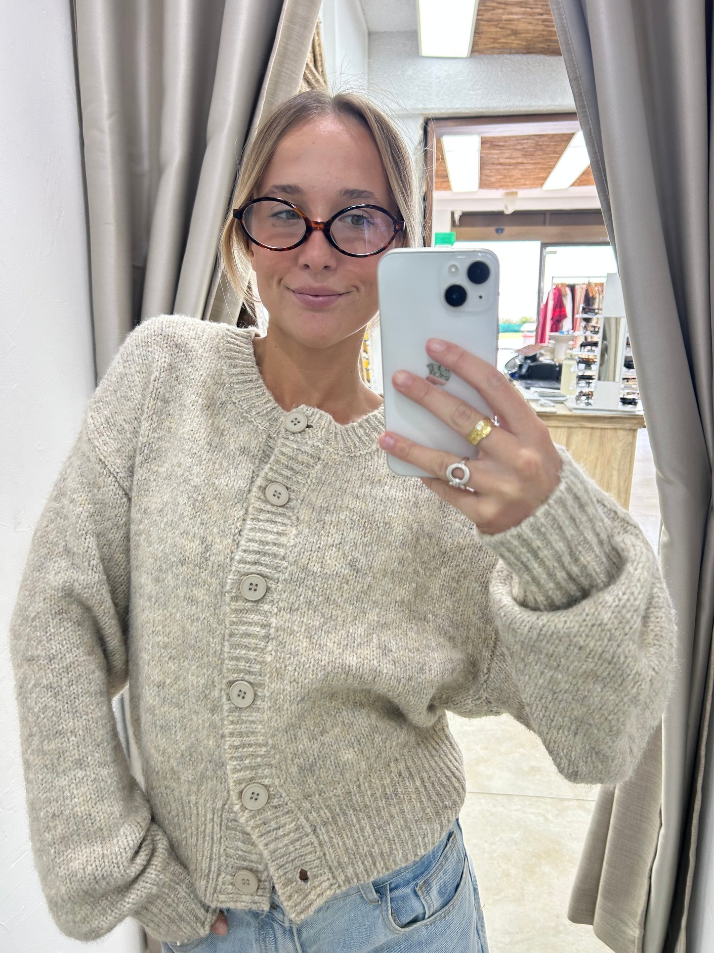 Oat Knit Button Up Sweater