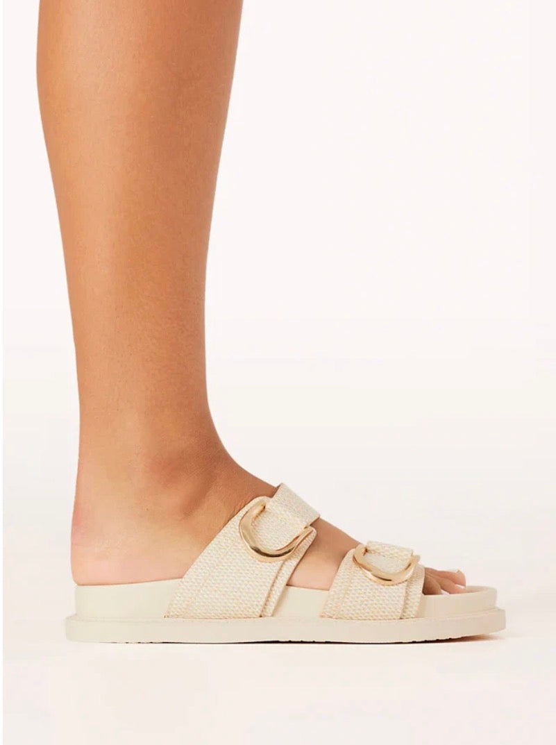 Aggie Natural Raffia Slide Billini