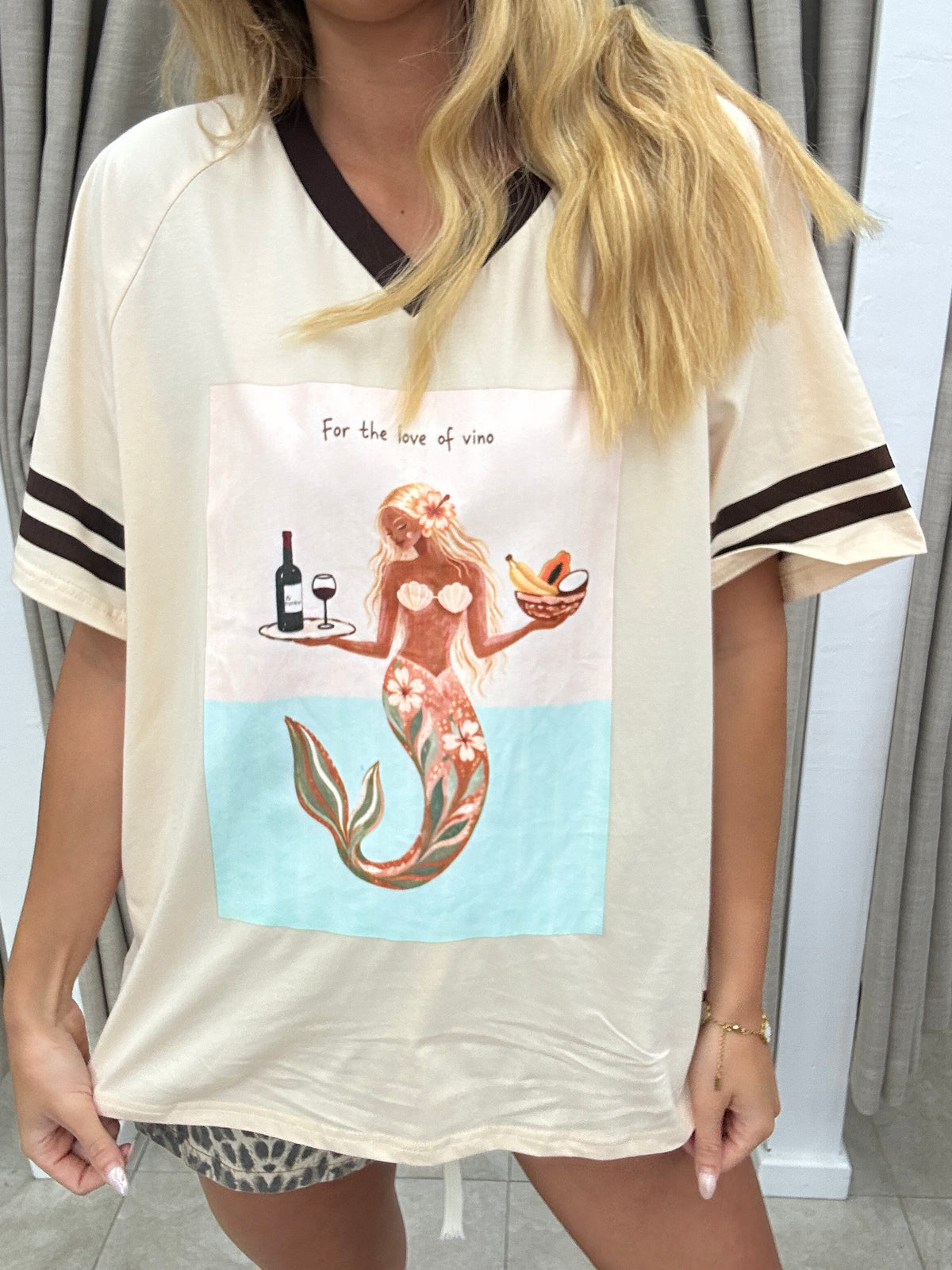 By Frankie For the Love of Vino Beige Tee