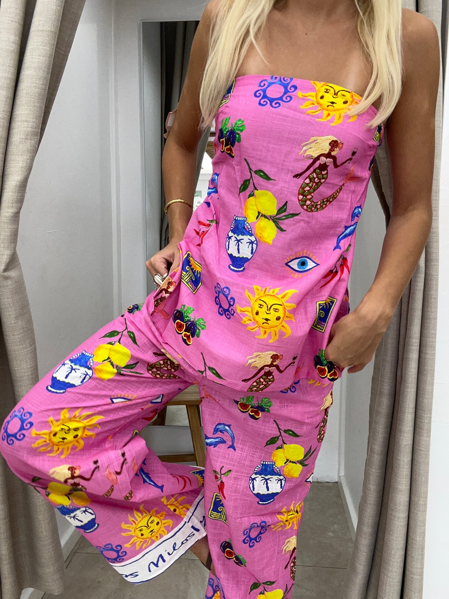 Greek Island Strapless Pants Set - Pants By Frankie