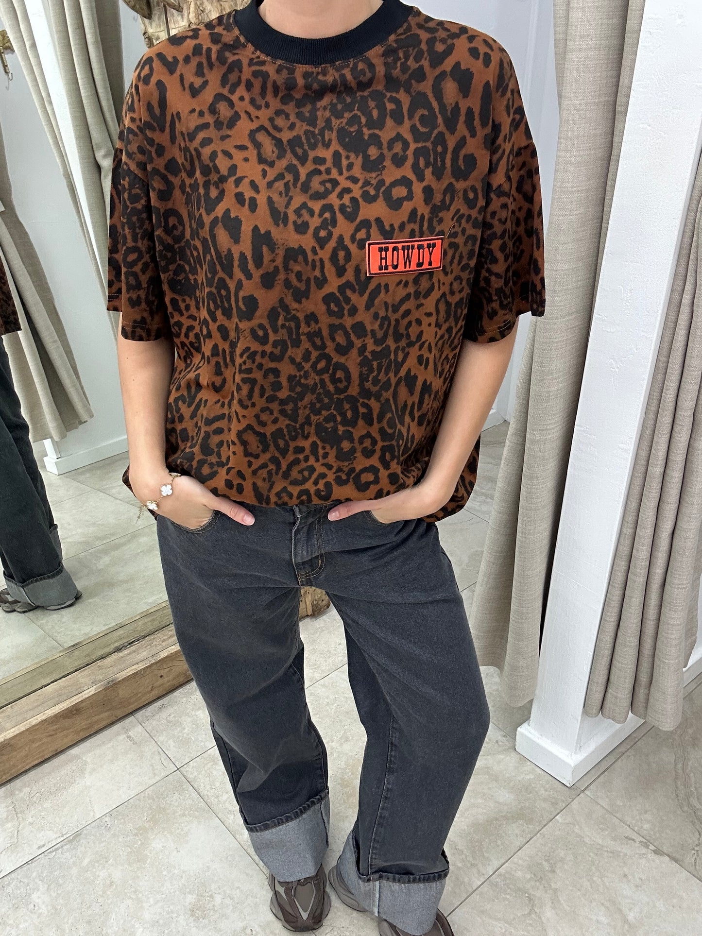 Leopard Howdy Oversize Tee - By Frankie