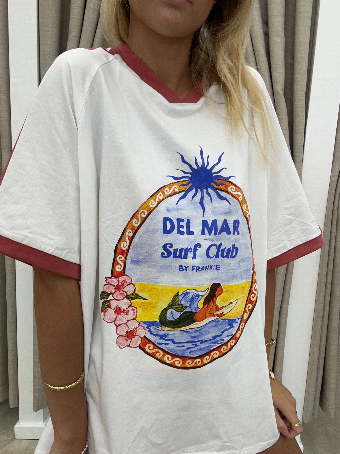White/Rust Del Mar Surf Club Tee - By Frankie Cotton