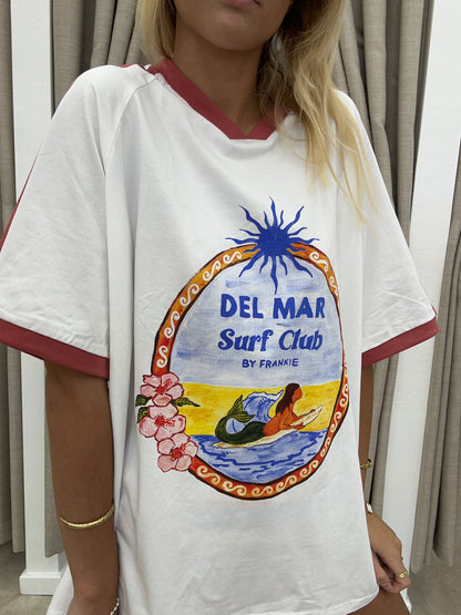 White/Rust Del Mar Surf Club Tee - By Frankie Cotton
