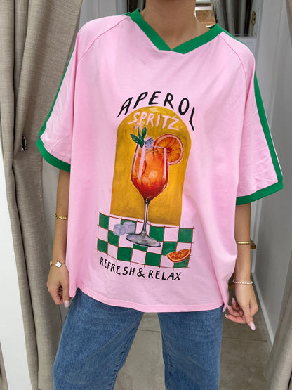 Pink/Green Aperol Spritz Tee - By Frankie