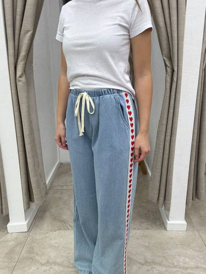 Denim Racer Red Heart Pant By Frankie