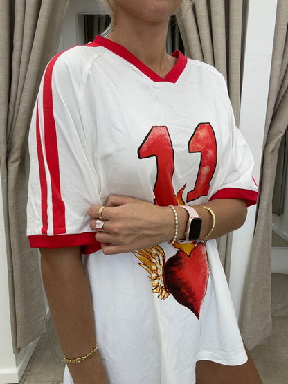 White 11 Burning Heart Tee - By Frankie