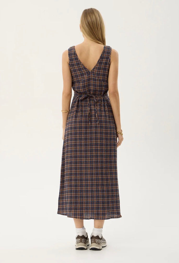 Tully - Seersucker Maxi Dress - Shev Indigo Check