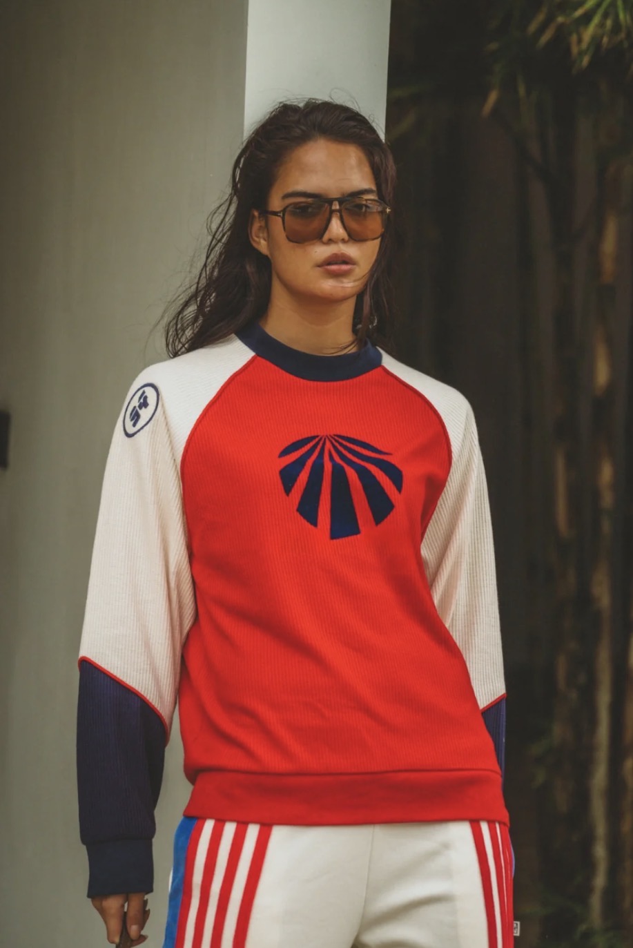 Races Waffle Sweatshirt Poppy Red - Araminta James