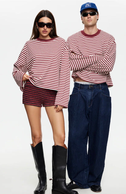 Bloom Long Sleeve Wine Stripe - Lioness