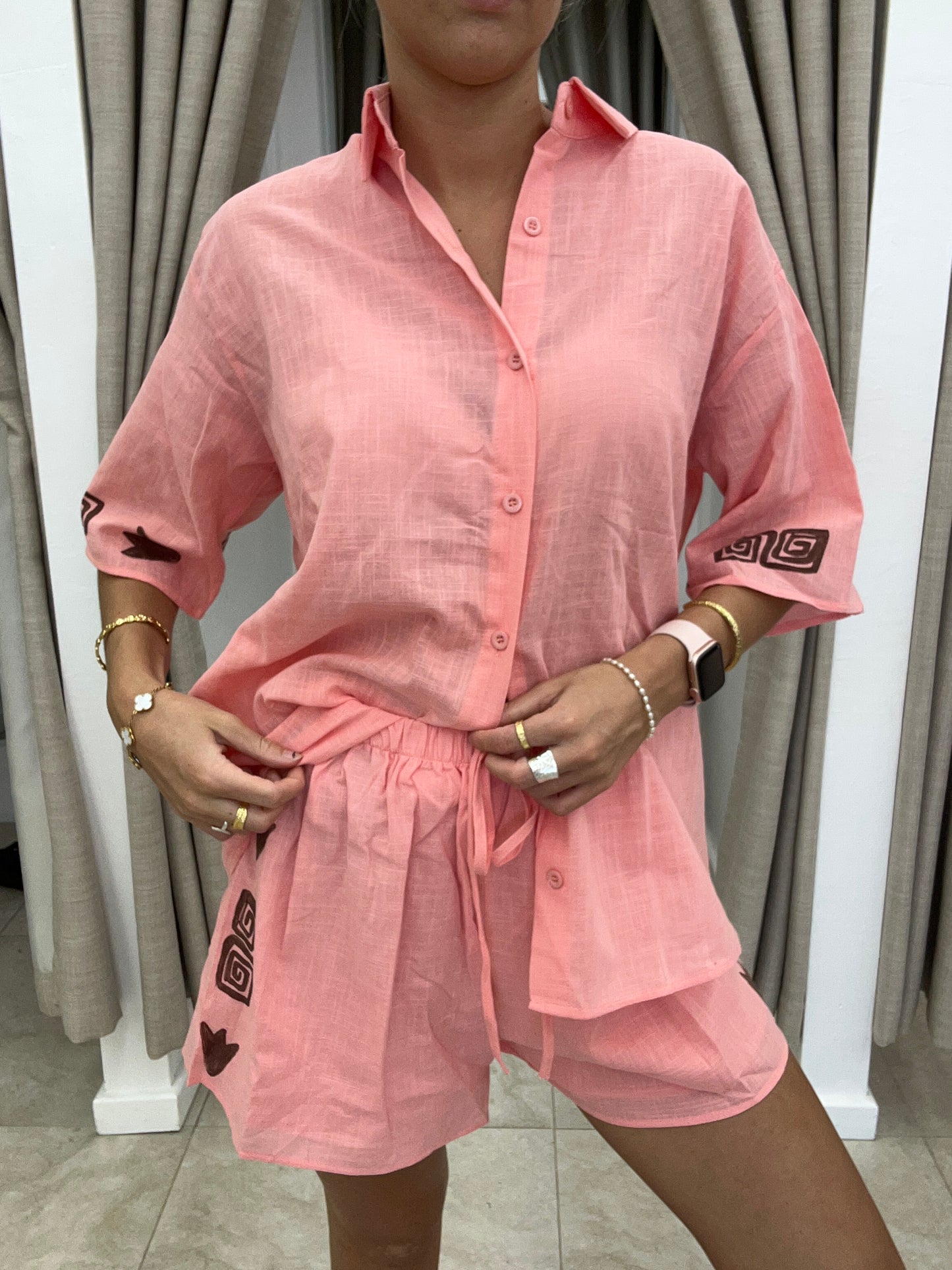 Peach/Brown Side Print Set - By Frankie