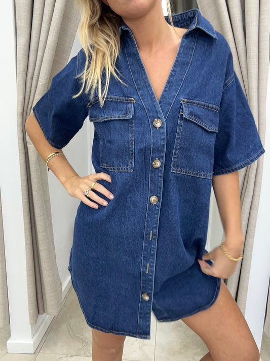 Dark Denim Dress Cotton - By Frankie
