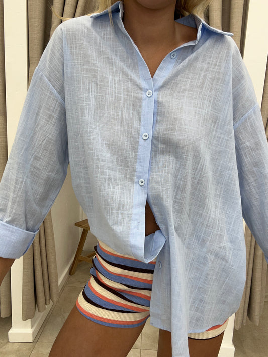 Blue Cotton Shirt - Matching Set By Frankie