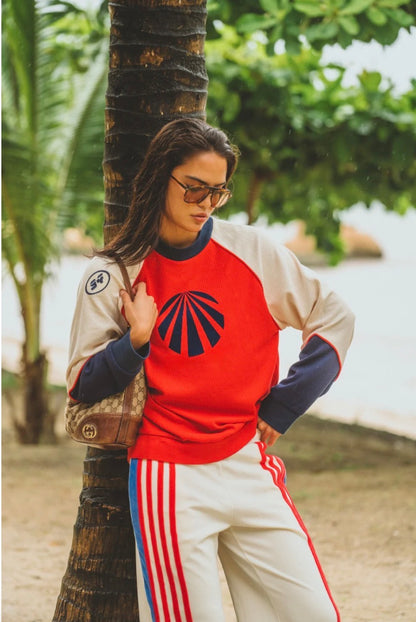 Races Waffle Sweatshirt Poppy Red - Araminta James