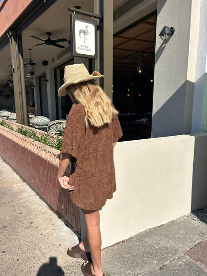 By Frankie Choc Toweling Playsuit