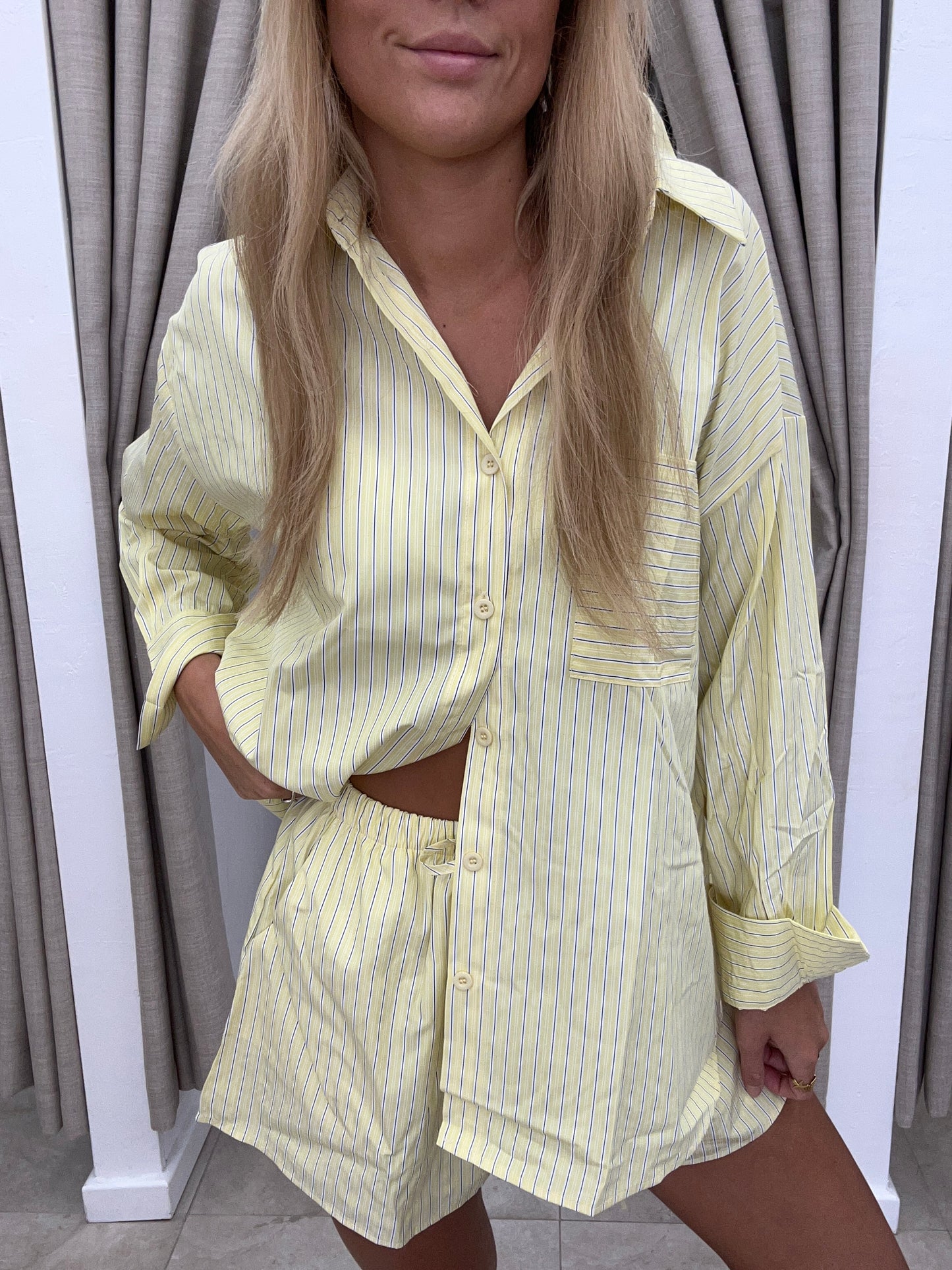 Yellow Stripe Shirt Set - Shirt By Frankie