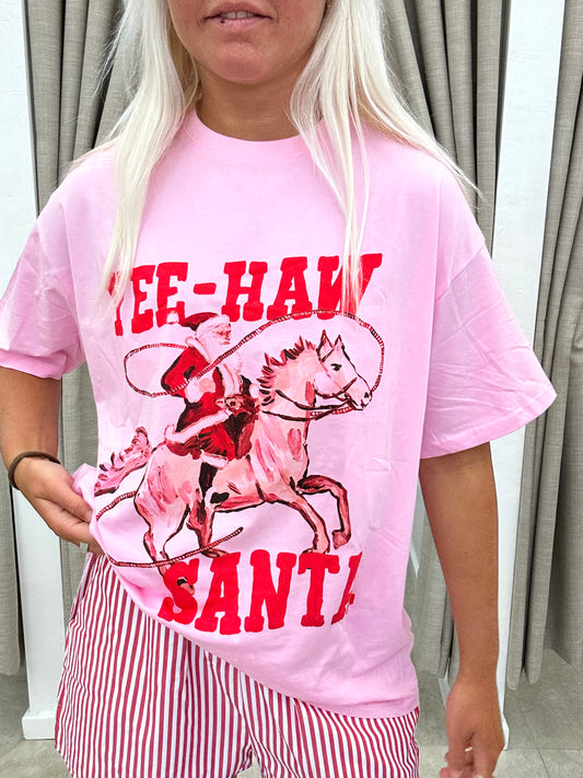 Pink Yeehaw Santa Short Set Cotton - Shorts By Frankie