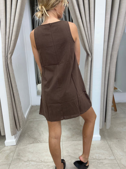 Choc/Pink Side Print Swing Dress - By Frankie