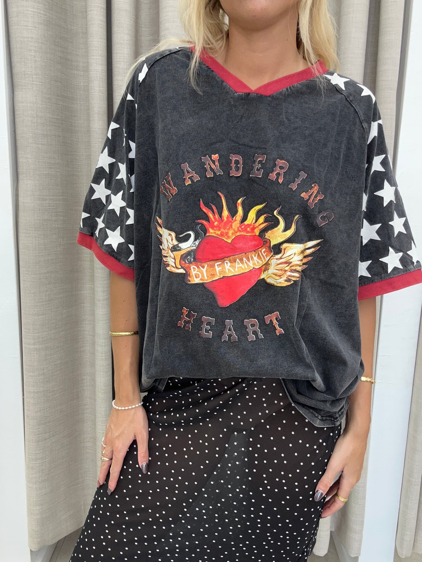 Black Acid Wandering Heart Tee Cotton - By Frankie