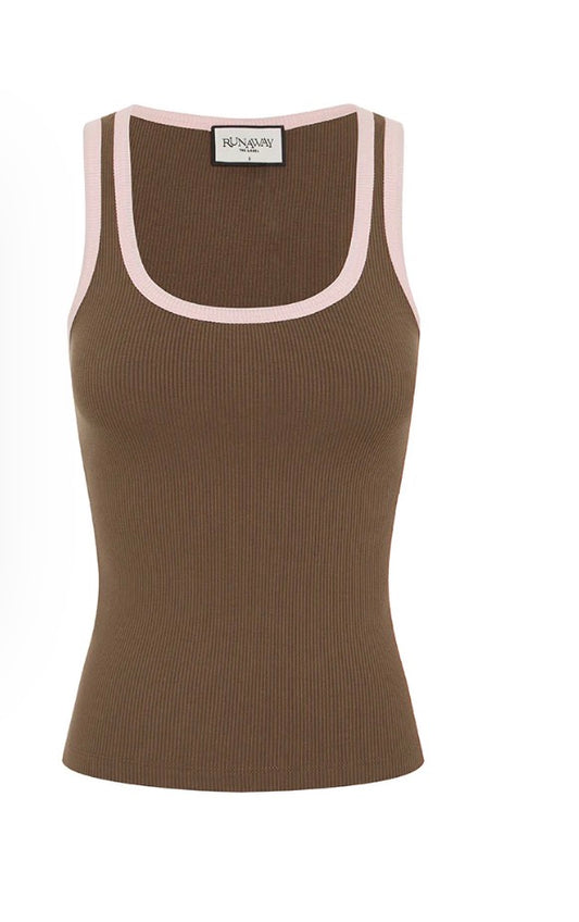 Angelo Scoop Tank Choc/Pink - Runaway the label
