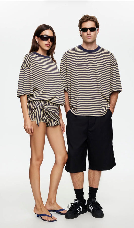 Bloom Short Sleeve Beige Stripe - Lioness