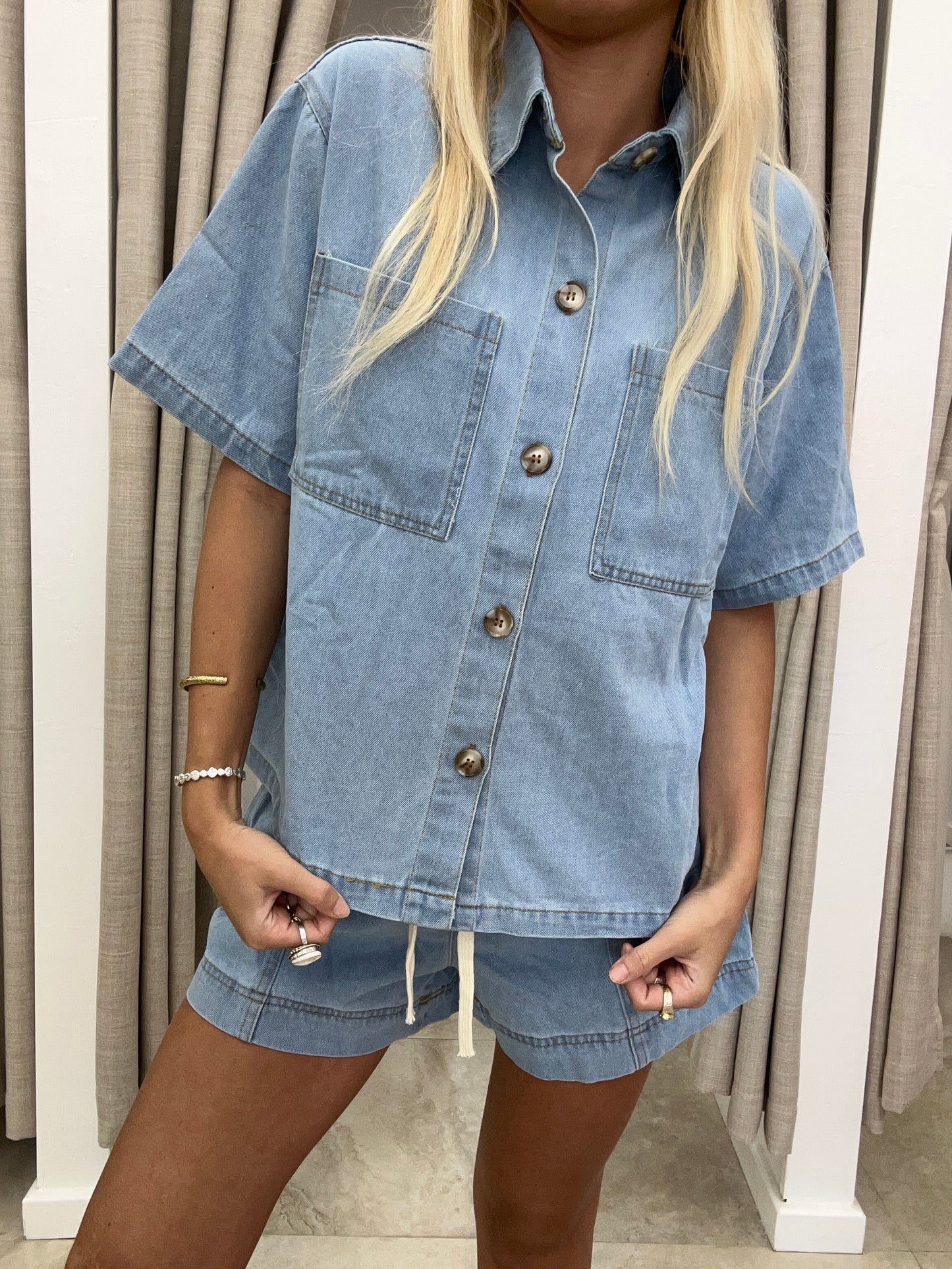 Light Denim Short Set By Frankie - Shirt