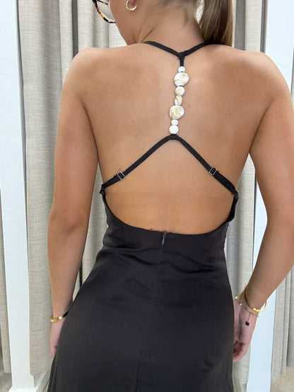 Choc Maxi Beaded Dress