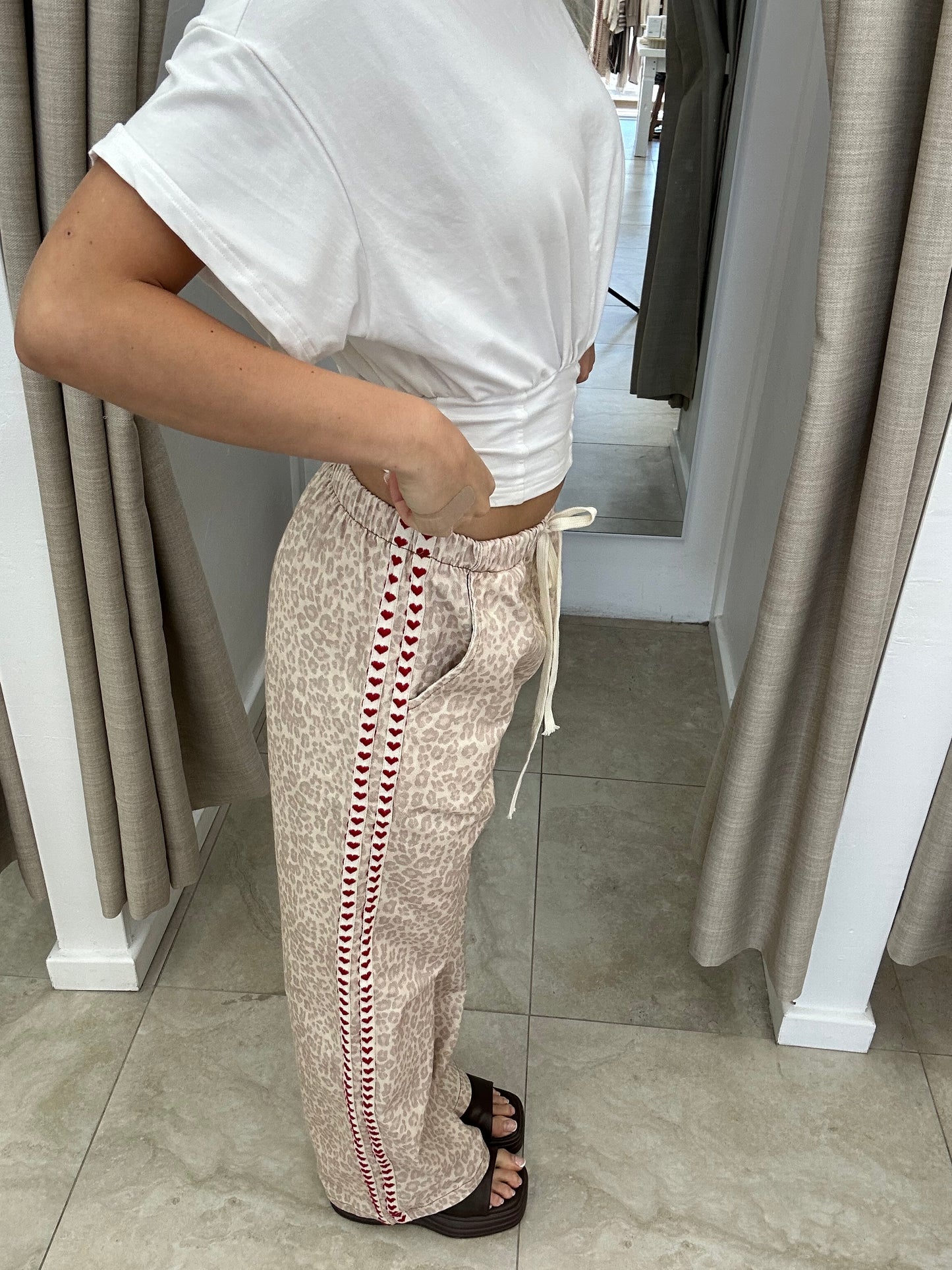 Cream Leopard Heart Stripe Pant - By Frankie