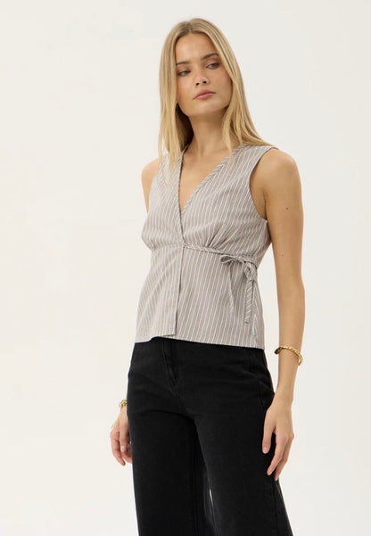 Tiara - Wrap Top - Olive Stripe