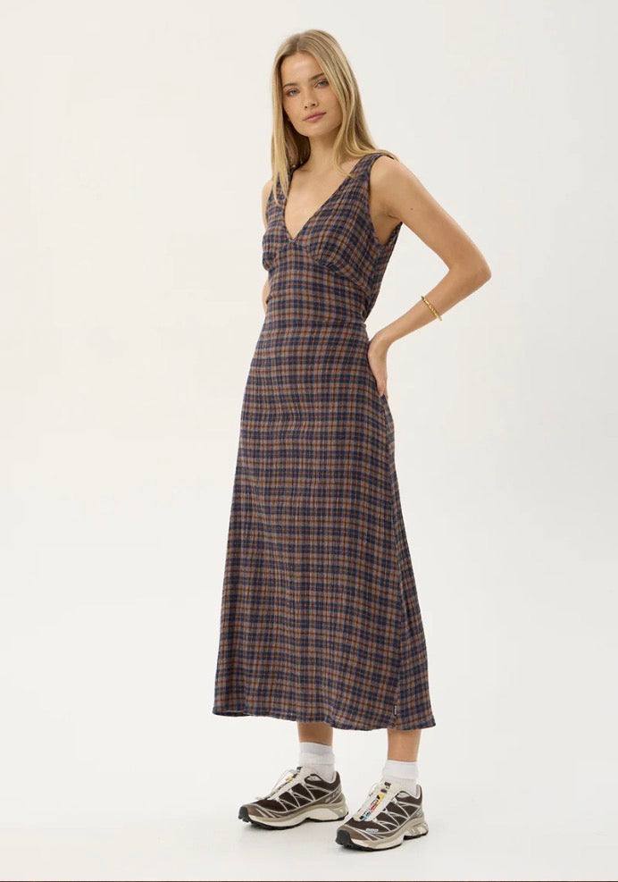 Tully - Seersucker Maxi Dress - Shev Indigo Check