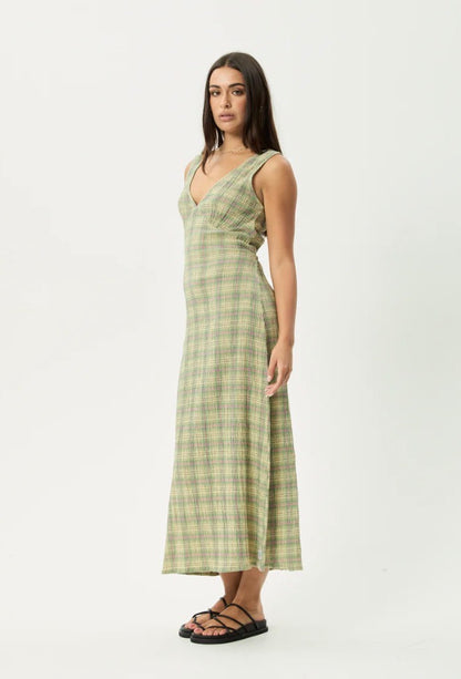 Position - Seersucker Maxi Dress - Green Check