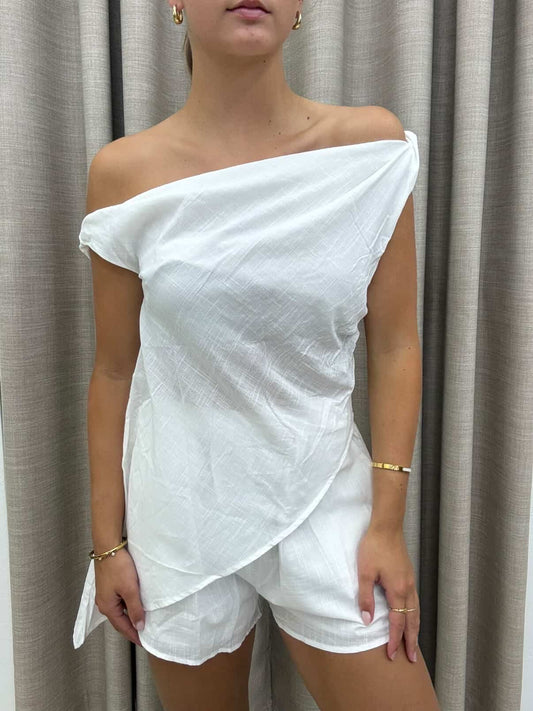 White Asymmetrical Set - Top By Frankie