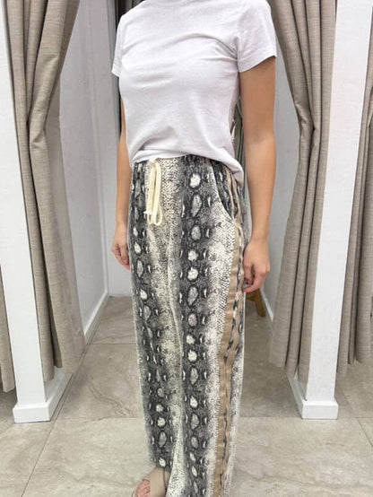 Snake Print Beige Razor Panel Pant By Frankie