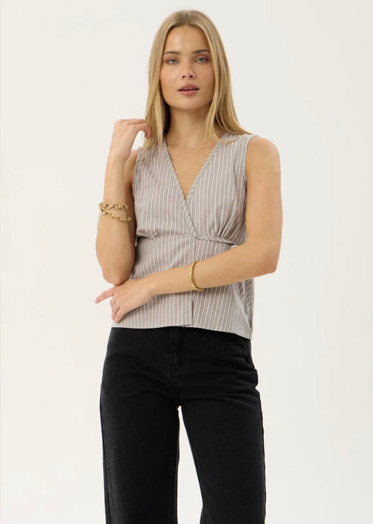 Tiara - Wrap Top - Olive Stripe