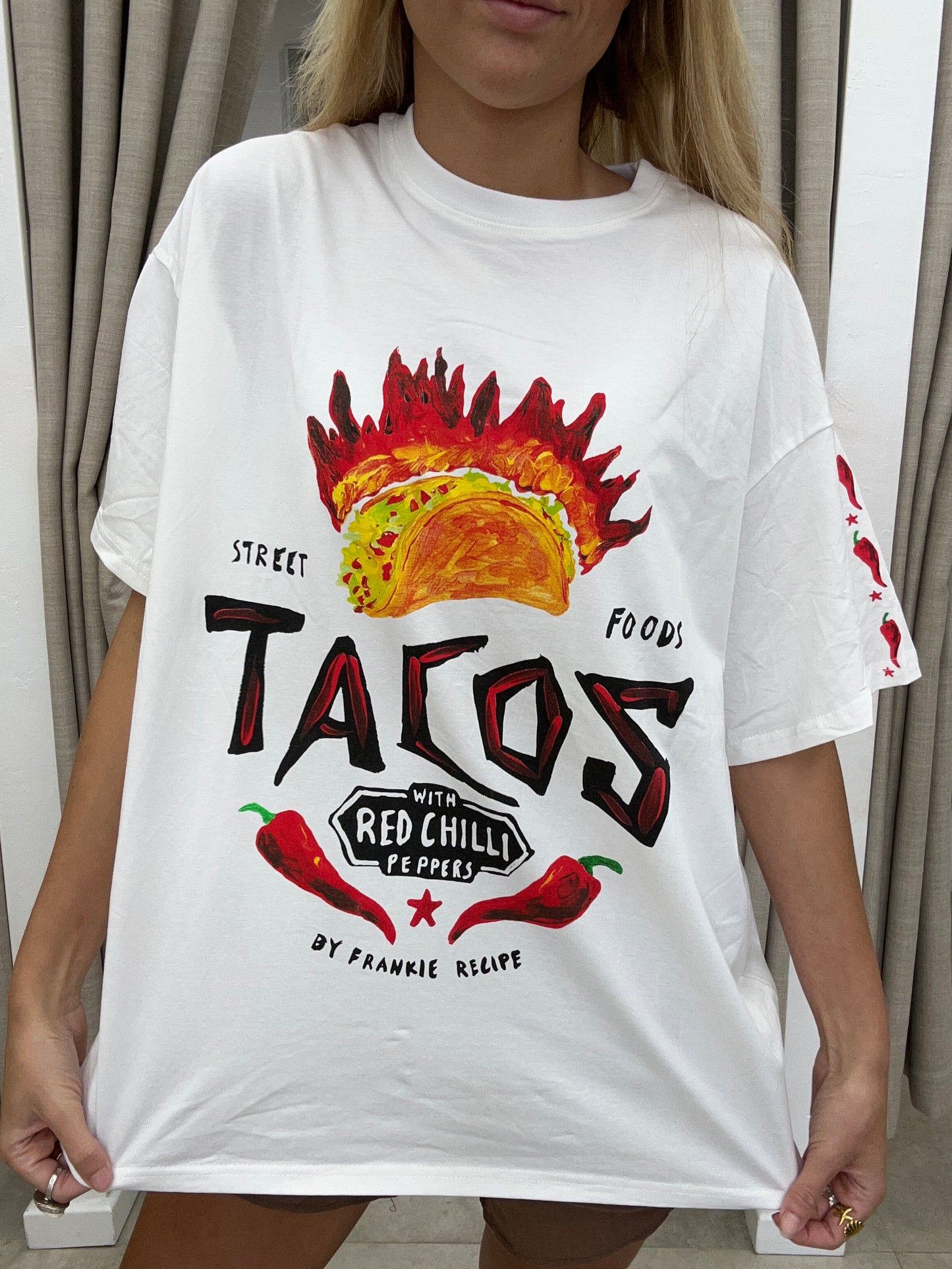 White Tacos T-Shirt Cotton By Frankie